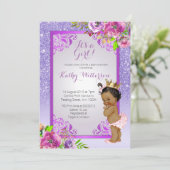 Es ist ein Mädchen Lila Gold Baby Shower Invite Einladung (Stehend Vorderseite)
