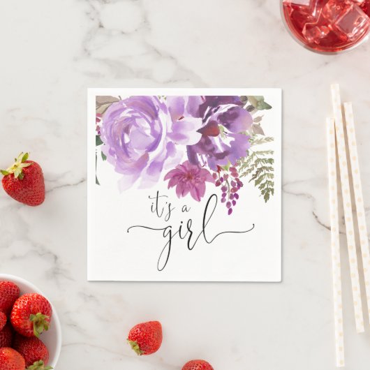 Es ist ein Mädchen Lila Lavendelfeder Serviette (Beispiel)