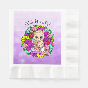 Es ist ein Mädchen, Lila Mädchendusche Kaukasier Serviette