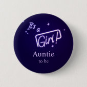 Es ist ein Mädchen! Lila Neon Text Auntie-to-be Button (Vorderseite)