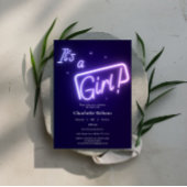 Es ist ein Mädchen! Lila Neon Text Baby Dusche Einladung