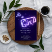 Es ist ein Mädchen! Lila Neon Text Baby Dusche Einladung