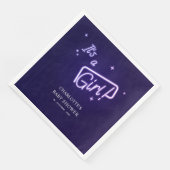 Es ist ein Mädchen! Lila Neon Text Baby Dusche Serviette (Ecke)