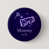 Es ist ein Mädchen! Lila Neon Text Mommy-to-be Button (Vorderseite)