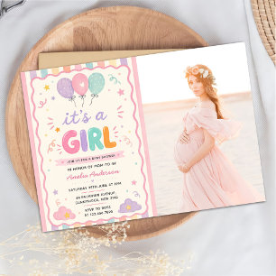 Es ist ein Mädchen Lustiger Sommer Tropical Baby S Einladung