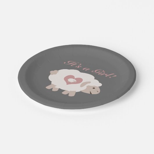 Es ist ein Mädchen! Mama Sheep Pappteller (Schrägansicht)