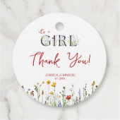 Es ist ein Mädchen mit Frühlingsblumen Babydusche Geschenkanhänger (Vorderseite)