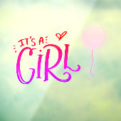 Es ist ein Mädchen mit rosa Ballon Fensteraufkleber (Blatt 3)