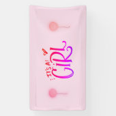 Es ist ein Mädchen mit rosa Balloons Banner (Vertikal)