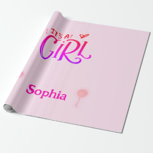 Es ist ein Mädchen mit rosa Balloons Personalisier Geschenkpapier