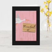 Es ist ein Mädchen mit Storch Karte (Gelbe Blume)