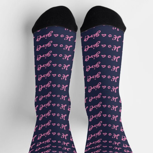Es ist ein Mädchen! Mittelrosa Skript Baby Geschle Socken (Oben)
