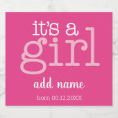 Es ist ein Mädchen - modern, whimsical pink Bierflaschenetikett (Einzelnes Label)