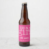 Es ist ein Mädchen - modern, whimsical pink Bierflaschenetikett (Vorderseite)