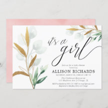 Es ist ein Mädchen moderne grüne gold rosa Babydus