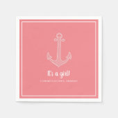 Es ist ein Mädchen Nautical Pink Baby Dusche Napki Serviette (Vorderseite)