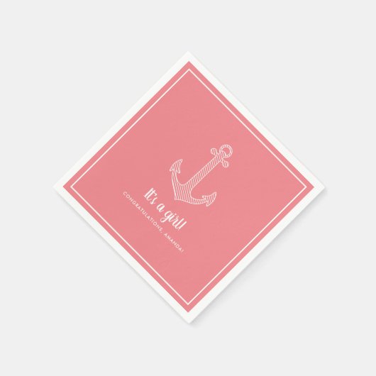 Es ist ein Mädchen Nautical Pink Baby Dusche Napki Serviette (Ecke)