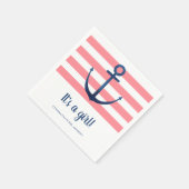 Es ist ein Mädchen Nautical Pink Navy Baby Shower  Serviette (Ecke)