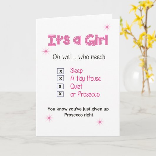 Es ist ein Mädchen - Neue Babykarte Karte (Gelbe Blume)