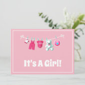 Es ist ein Mädchen! Neues Baby - Pink Custom Foto  Ankündigung (Stehend Vorderseite)