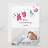 Es ist ein Mädchen! Neues Baby - Pink Custom Foto  Ankündigung (Rückseite)