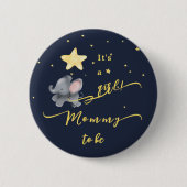 Es ist ein Mädchen! Niedlich Elephant & Balloon Mo Button (Vorderseite)