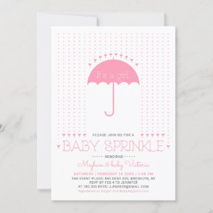 Es ist ein Mädchen Niedlich Hearts & Umbrella Ba Einladung