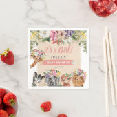 Es ist ein Mädchen! Niedlich Safari Animals Baby D Serviette (Beispiel)