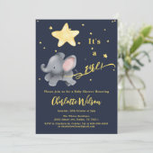 Es ist ein Mädchen! Niedliche Elephant & Balloon B Einladung (Stehend Vorderseite)