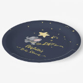 Es ist ein Mädchen! Niedliche Elephant & Balloon B Pappteller (Schrägansicht)