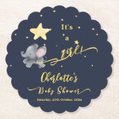 Es ist ein Mädchen! Niedliche Elephant & Balloon B Untersetzer (Vorderseite)