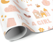 Es ist ein Mädchen. Niedliche pastellrosa Muster B Geschenkpapier (Rolleneckpunkt)