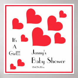 Es ist ein Mädchen! - Niedliche Red Hearts Custom  Poster