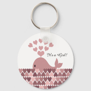 Es ist ein Mädchen! Niedlicher Rosa Whale Schlüsselanhänger