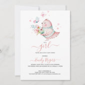 Es ist ein Mädchen - Niedliches Huhn mit Schmetter Save The Date (Vorderseite)