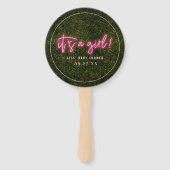 Es ist ein Mädchen Oh Baby Pink Neon Babydusche Fächer (Vorderseite)