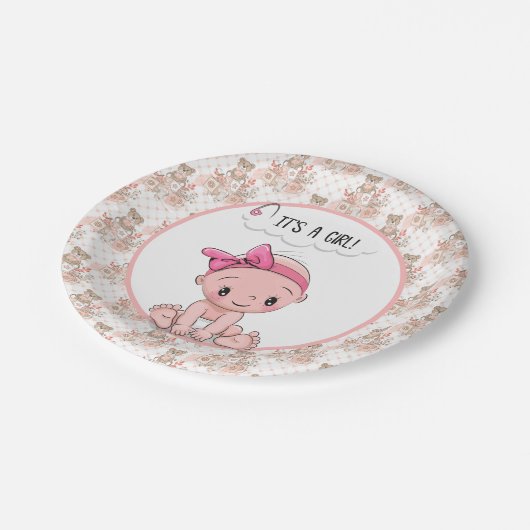 Es ist ein Mädchen Pappteller (Schrägansicht)