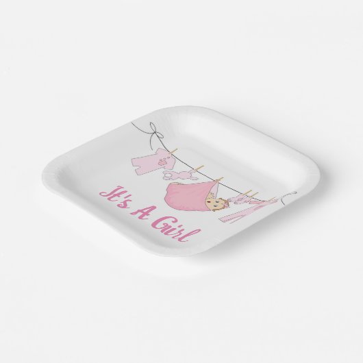 Es ist ein Mädchen Pappteller (Gewinkelt)