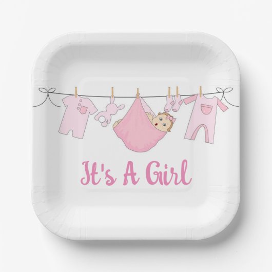 Es ist ein Mädchen Pappteller (Vorderseite)