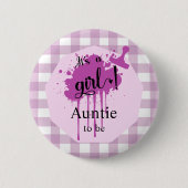 Es ist ein Mädchen! Pastel Lila Gingham Auntie-to- Button (Vorderseite)