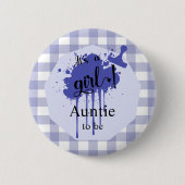 Es ist ein Mädchen! Pastel Navy Gingham Auntie-to- Button (Vorderseite)