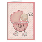 Es ist ein Mädchen! Pink Baby Carriage Baby Foto (Vorne)