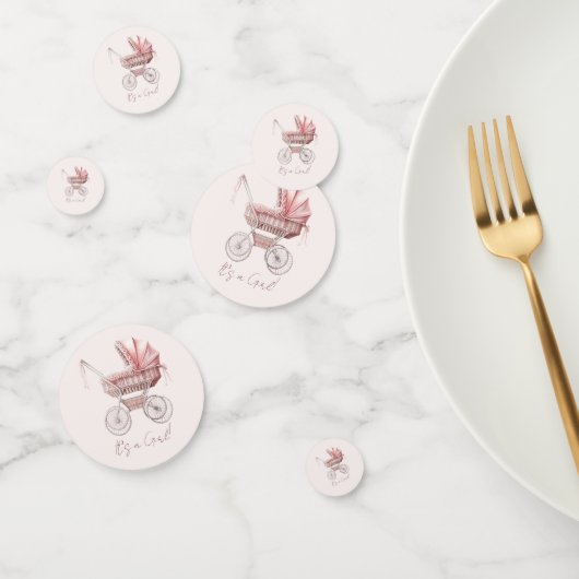Es ist ein Mädchen! Pink Baby Carriage Dusche Konfetti (Gruppe)