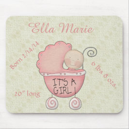 Es ist ein Mädchen! Pink Baby Carriage Mouse Pad Mousepad