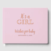 Es ist ein Mädchen Pink Baby Shower Gold Foil Gästebuch (Vorderseite)