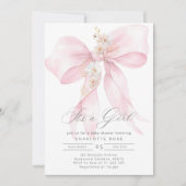 Es ist ein Mädchen Pink Bow Baby Dusche Einladung (Vorderseite)