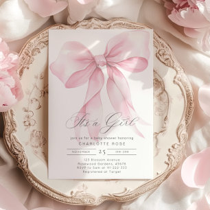 Es ist ein Mädchen Pink Bow Baby Dusche Einladung