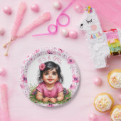 Es ist ein Mädchen | Pink Floral Girl's Baby Showe Pappteller (Party)