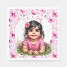 Es ist ein Mädchen | Pink Floral Girl's Baby Showe
