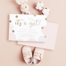Es ist ein Mädchen! | Pink & Gold Confetti Babydus
